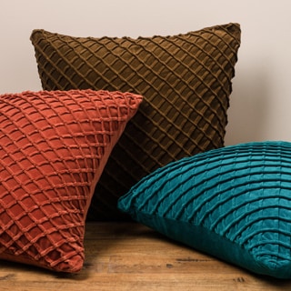 Solid Sown Ribbon Texture Down Feather or Polyester Filled 22-inch Throw Pillow or Pillow Cover