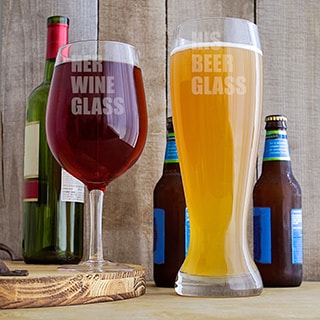 His Beer and Her Wine XL Novelty Glass Set