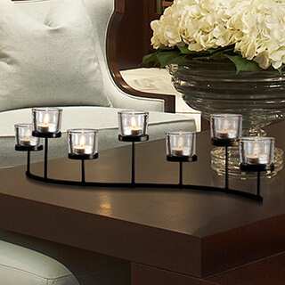 Adeco Metal Stand with Glass Candle Holder