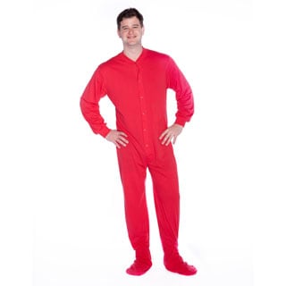 Big Feet Pajama Co. Unisex Red Cotton Jersey Knit Footed Pajamas