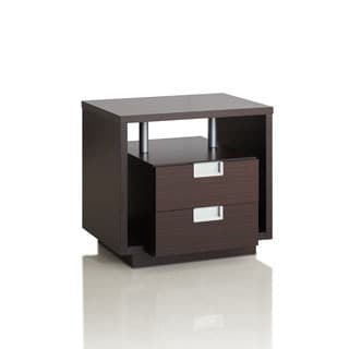 Furniture of America Ferrall Modern Espresso Box 2-drawer End Table