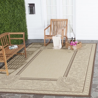 Safavieh Indoor/ Outdoor Courtyard Natural/ Chocolate Rug (7'10 Square)