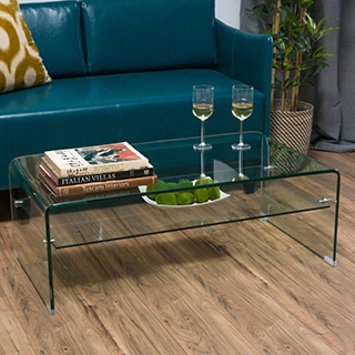 Ramona Glass Rectangle Coffee Table with Shelf by Christopher Knight Home
