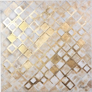 Mind Enhancing Squares of Gold and Silver Abstract Canvas Artwork