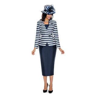 Giovanna Collection Women's 2-piece Stripe Skirt Suit