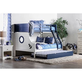 Furniture of America Admiral Ship Blue/White Twin over Full Bunk Bed