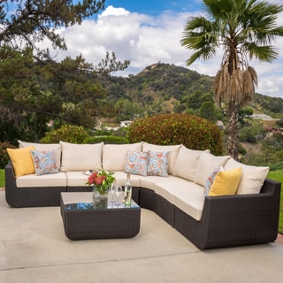 Carmel Outdoor 7-piece Outdoor Sectional Sofa Set with Cushions by Christopher Knight Home