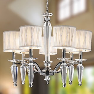 Contemporary 7-light Chrome Finish and Clear Crystal Chandelier with Shade