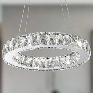 Galaxy 9-light LED Chrome Finish and Clear Crystal Circular Ring Chandelier