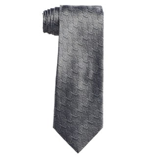 Verno Men's Grey/Black Silk Geometric Handmade Tie