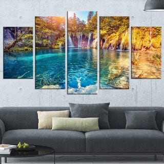 Turquoise Water and Sunny Beams Large Landscape Photo Canvas Print