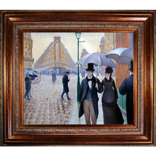 Gustave Caillebotte 'A Paris Street, Rainy Day' Hand Painted Framed Canvas Art