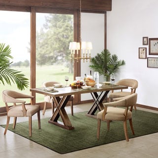 Madison Park Aidan Natural Rectangle Table with Xavier Base