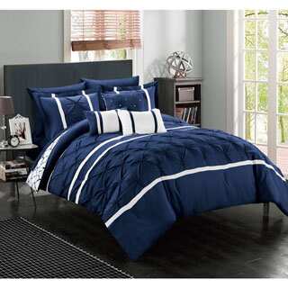 Chic Home Edney Bed in a Bag Navy Comforter 10-Piece Set