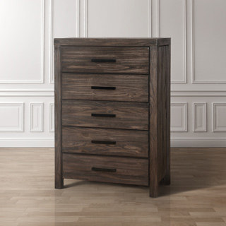 Furniture of America Barrison Transitional Dark Grey Wire-Brushed 5-drawer Chest