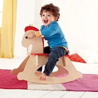 Hape Toys Red Wood Rock and Ride Rocking Horse