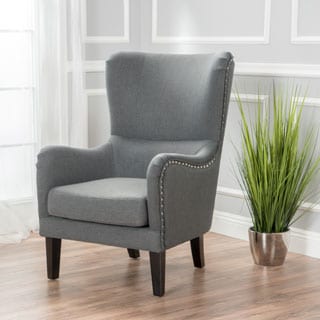 Lorenzo Fabric Hi-Back Studded Chair by Christopher Knight Home