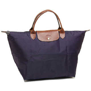 Longchamp Le Pliage Medium Bilberry Canvas Foldable Shoulder Tote Bag