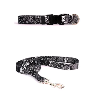Yellow Dog Design Bandana Black Pet Standard Collar & Lead Set