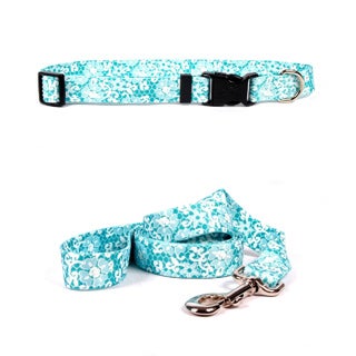 Yellow Dog Design Blue Lace Pet Standard Collar & Lead Set