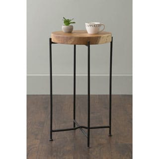 East At Main's Rico Brown Round Transitional Teakwood Accent Table