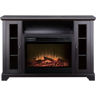 American Furniture Classics Black Entertainment Center and Electric Fireplace