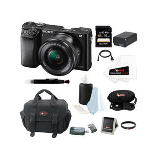 Sony Alpha a6000 ILCE-6000L/B 24.3 Interchangeable Lens Camera with 16-50mm Power Zoom Lens + Sony 16GB SDHC Card + Kit