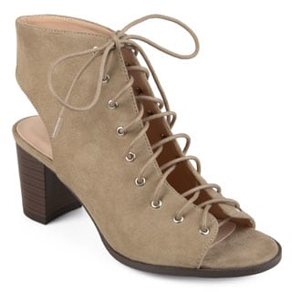Journee Collection Women's 'Posey' Lace-up Faux Suede High Heel Booties