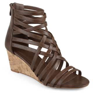 Journee Collection Women's 'Twyla' Strappy Faux Leather Wedges