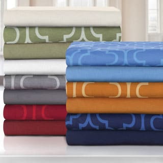 Superior Reversible Brushed Cotton Flannel Trellis Duvet Cover Set