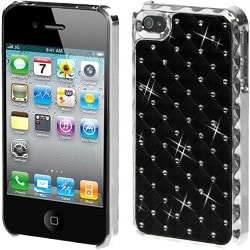 INSTEN Black/ Silver Dazzling/ Diamonds Phone Case Cover for Apple iPhone 4S/ 4