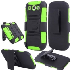 INSTEN Advanced Armor Dual Layer Hybrid Stand PC Soft Silicone Holster with Phone Case Cover for Samsung Galaxy S3 GT-i9300