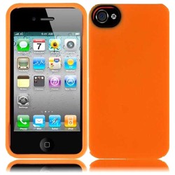 INSTEN Orange TPU Rubber Candy Skin Phone Case Cover for Apple iPhone 4/ 4S
