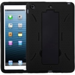 INSTEN Black Dual Layer Hybrid Rubber Silicone Tablet Case with Stand for Apple iPad Mini 1/ iPad Mini 2