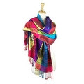 Pashmina Wrap Shawl Scarf Double Side Rainbow Silky  Exotic Tropical Colorful