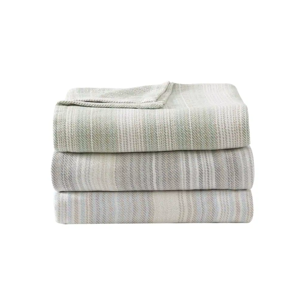 Tommy Bahama Sandy Shore Stripe Cotton Woven Reversible Blanket