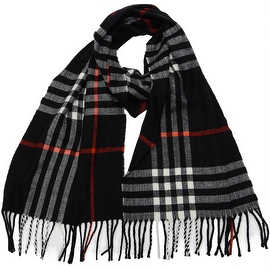 Winter or Fall Cold Weather Irish Plaid Long Cashmere Feel Scarf, Black