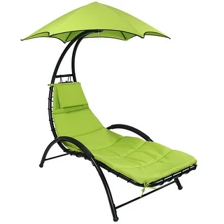 Sunnydaze Chaise Lounge Chair with Canopy and Removable Pad - May Be Color Options Available