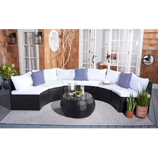 Link to SAFAVIEH Outdoor Jesvita Wicker Living Set Similar Items in Outdoor Sofas, Chairs & Sectionals