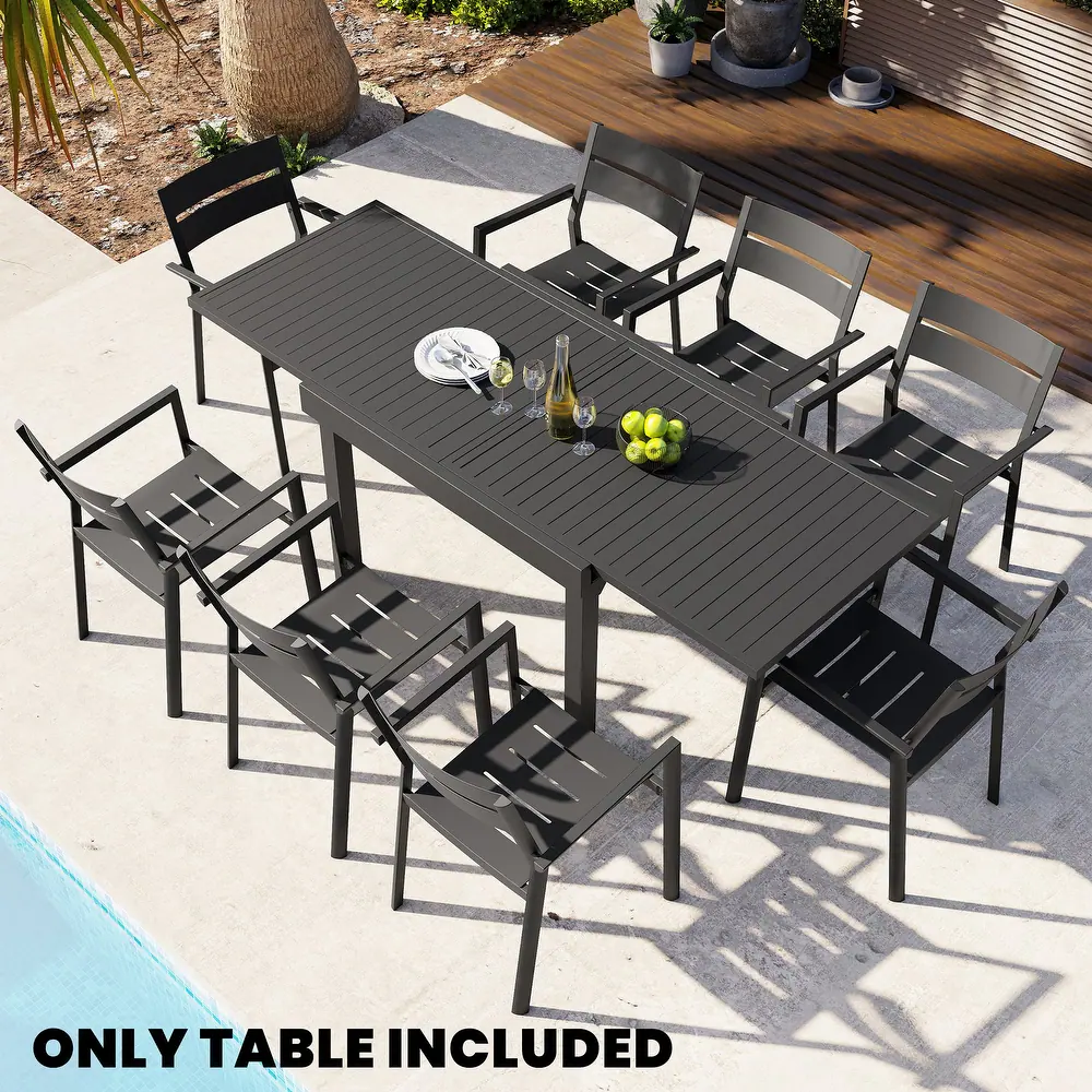 Outdoor Rectangle Extendable Dining Table by Crestlive Products - 28.74"/31.50" D x 82.68" W x 29.92" H