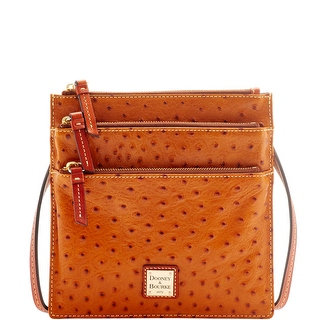 Dooney & Bourke Ostrich North South Triple Zip (Introduced by Dooney & Bourke at $178 in Mar 2016) - Tan