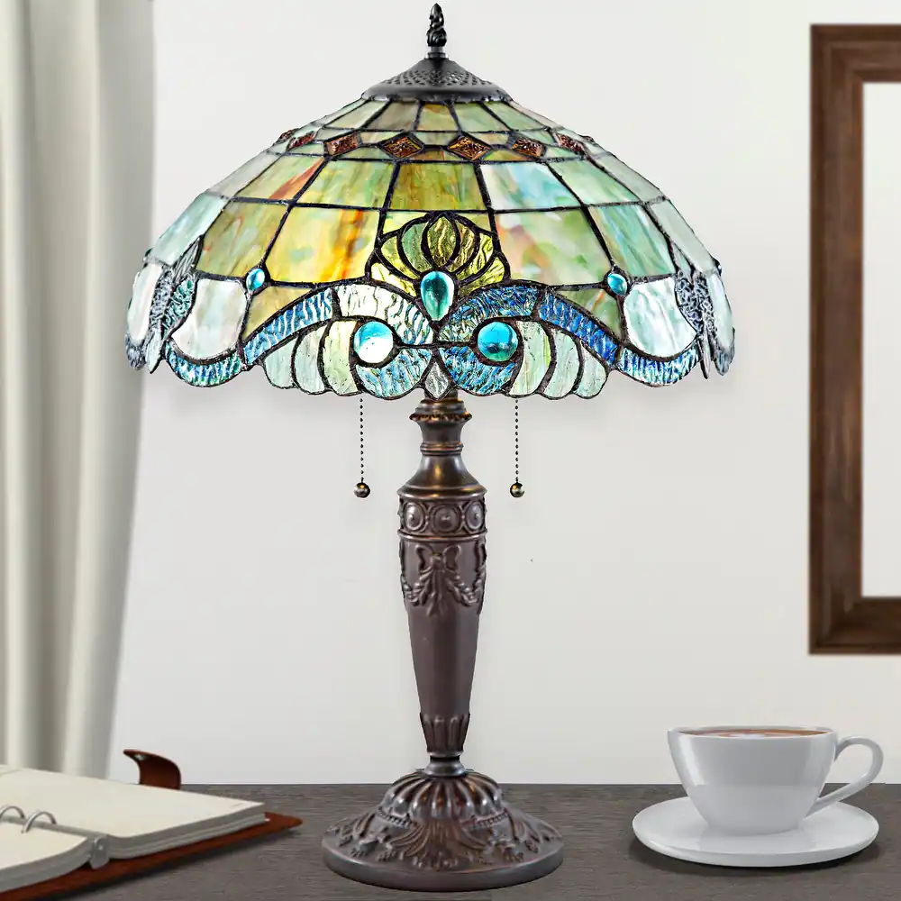 Gracewood Hollow Asdreni 20-inch Stained Glass Tiffany Lamp - 14"L x 14"W x 20.25"H