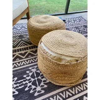 The Curated Nomad Camarillo Modern Cylindrical Shape Jute Pouf