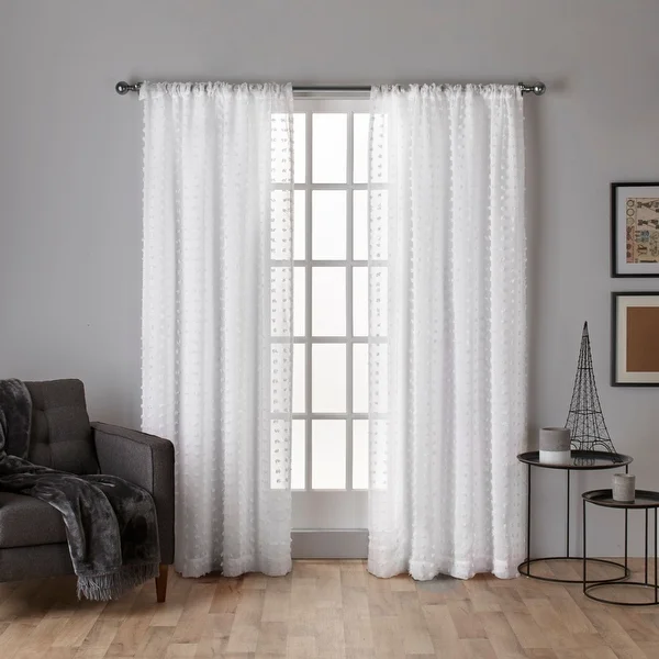 ATI Home Spirit Applique Sheer Rod Pocket Top Curtain Panel Pair