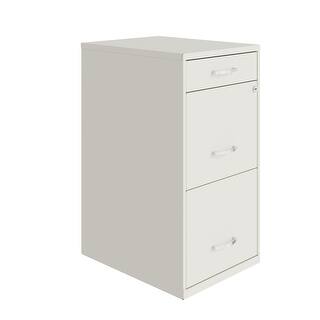 Space Solutions 18" Deep 3 Drawer Metal File Cabinet, Pearl White