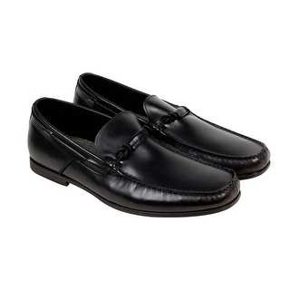 Kenneth Cole Nick Name Mens Black Leather Casual Dress Slip On Loafers Shoes