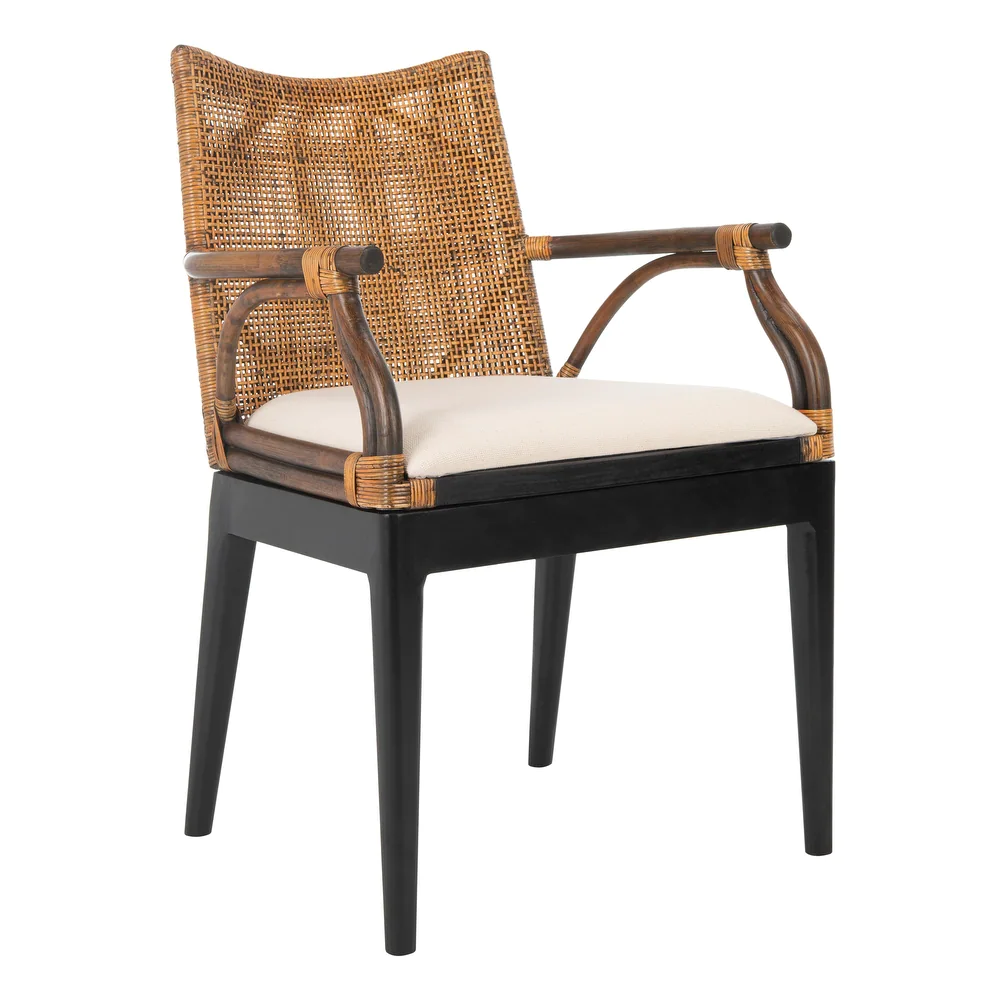SAFAVIEH Gianni Tropical Coastal Cushion Arm Chair - 21.5" W x 23.5" L x 32.3" H