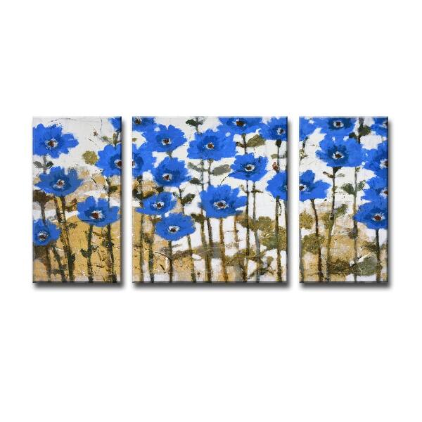 'Spring Sapphires' 3 Piece Wrapped Canvas Wall Art Set by Norman Wyatt Jr.