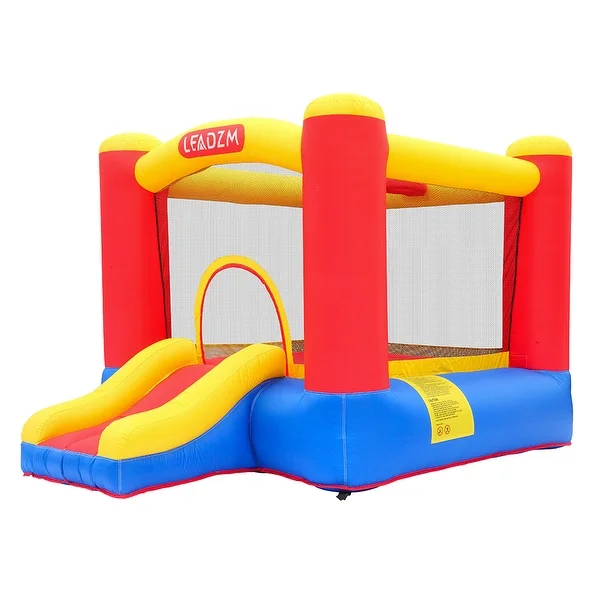 Leadzm Inflatable Bounce House Small Jumper Slide Basket Kids Castle + Blower + Carry Bag