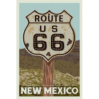 New Mexico - Route 66 Letterpress - Lantern Press Artwork (Cotton/Polyester Chef's Apron)